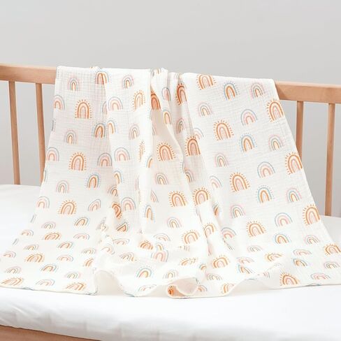 Happy Flute 4Set Muslin Swaddle Blankets–Ultra Soft Baby Blanket for Newborns,Receiving Blankets for Baby Girls & Boys–Baby Essentials 0-3 Years,40x40inches (Flower) in Saudi Arabia