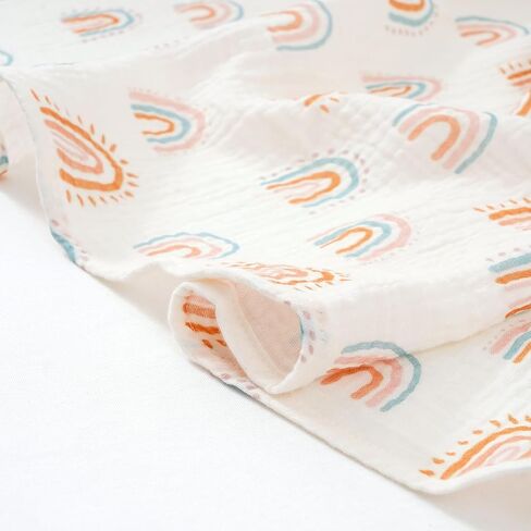 Happy Flute 4Set Muslin Swaddle Blankets–Ultra Soft Baby Blanket for Newborns,Receiving Blankets for Baby Girls & Boys–Baby Essentials 0-3 Years,40x40inches (Flower) in Saudi Arabia