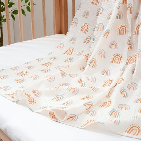 Happy Flute 4Set Muslin Swaddle Blankets–Ultra Soft Baby Blanket for Newborns,Receiving Blankets for Baby Girls & Boys–Baby Essentials 0-3 Years,40x40inches (Flower) in Saudi Arabia