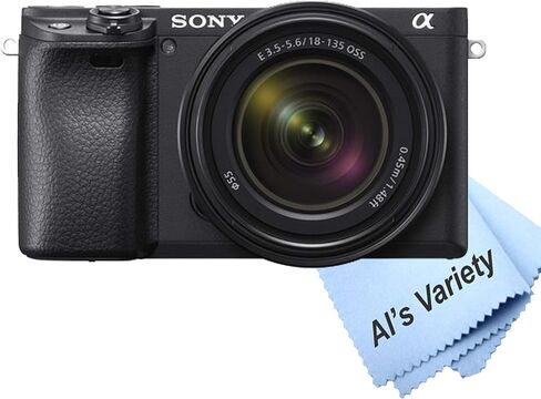 Sony a6400 Mirrorless Camera with 18-135mm Lens + 128GB Extreme Memory, Wireless Lavalier Microphones, LED Light, AUX Lenses, Filters, Case, Tripod, and More (40pc Bundle) (Renewed) in Saudi Arabia