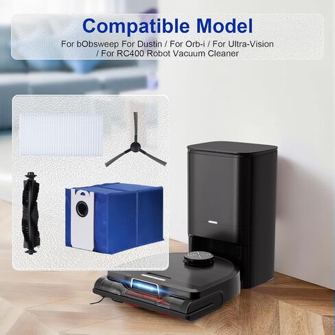 مجموعة قطع غيار بديلة مكونة من 10 قطع لـ bObsweep لـ Dustin لـ Orb-i للرؤية الفائقة لـ RC400، 4.6L أكياس تجميع الغبار الكبيرة للمكنسة الكهربائية ومجموعة مرشح فرشاة جانبية in Kuwait