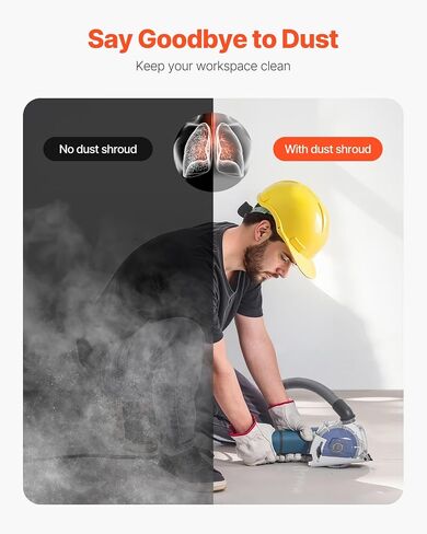 VEVOR Cutting Dust Shroud for Angle Grinders, Universal 4-5 in Angle Grinder Dust Shroud with 6 Clamping Washers & 5 in Diamond Grinding Cup Wheel, Adjustable Cutting Depth, Connect to Vacuum Cleaner in Saudi Arabia