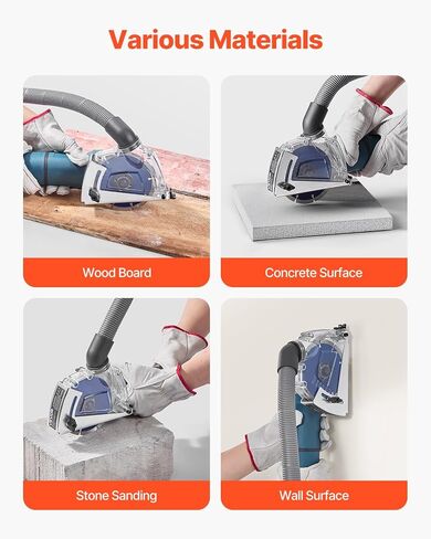 VEVOR Cutting Dust Shroud for Angle Grinders, Universal 4-5 in Angle Grinder Dust Shroud with 6 Clamping Washers & 5 in Diamond Grinding Cup Wheel, Adjustable Cutting Depth, Connect to Vacuum Cleaner in Saudi Arabia