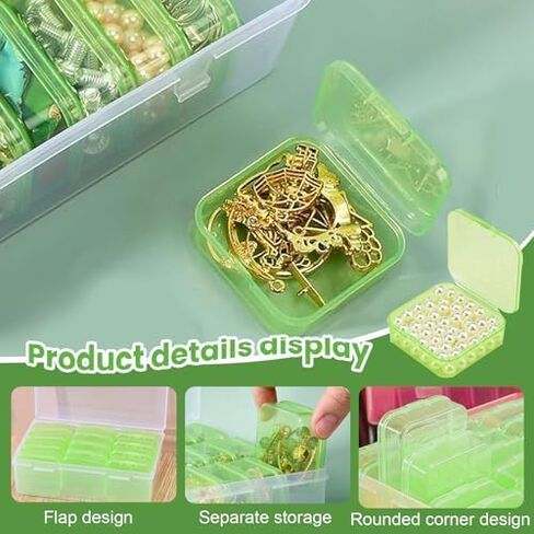 صندوق تنظيم المجوهرات مع 12 صندوقًا صغيرًا للتخزين المحمول للأقراط والحبوب والإكسسوارات اليدوية للاستخدام في السفر (وردي) in Saudi Arabia