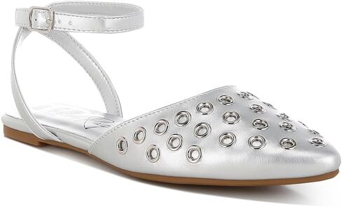London Rag Chalcis Metallic Eyelet Detail Flat Sandals in Saudi Arabia