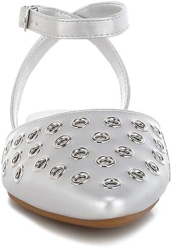 London Rag Chalcis Metallic Eyelet Detail Flat Sandals in Saudi Arabia
