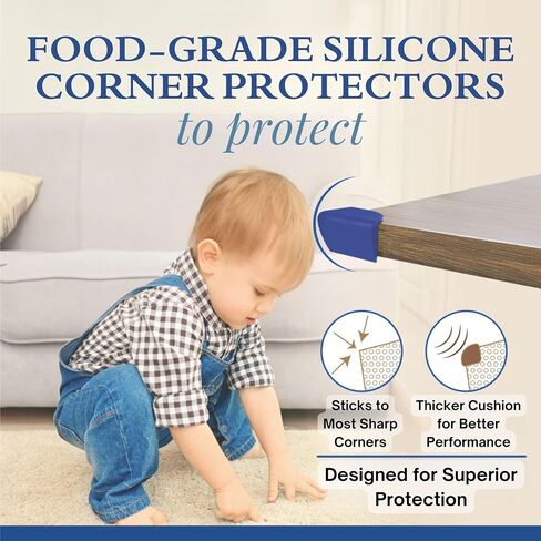 Baby Proofing Corner Protectors (8 Pack) | Extra-Large 2.5" Food-Grade Silicone Corner Guards | Extra-Thick, Non-Toxic, Choke-Proof Edge Bumpers | Strong Adhesive for Furniture Safety | Child-Proofing in Saudi Arabia