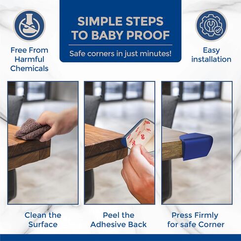 Baby Proofing Corner Protectors (8 Pack) | Extra-Large 2.5" Food-Grade Silicone Corner Guards | Extra-Thick, Non-Toxic, Choke-Proof Edge Bumpers | Strong Adhesive for Furniture Safety | Child-Proofing in Saudi Arabia