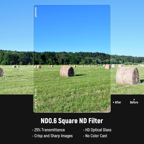 NEEWER ND0.6 (2 Stops) Square ND Filter, 4"x5.65" Dual Sided 30 Multi Nano Coated Cinema Neutral Density Filter 1/4 Black Diffusion Mist Dreamy Effect Square Filter (Rectangular) with HD Optical Glass in Saudi Arabia
