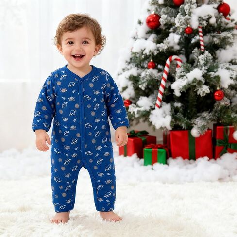 Baby Boy Girl Footless Jumpsuit Long Sleeves Side Snap Outfits Wither Clothes Air Layer Clothing for 0-12 Months in Saudi Arabia