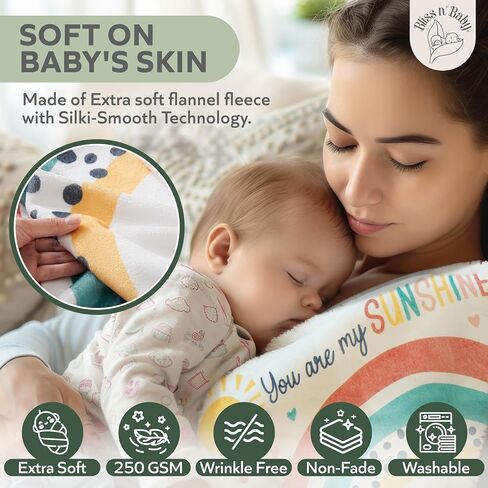 بطانية Bliss n 'Baby الشهرية للفتيات الصغيرات - 60 بوصة × 40 بوصة - بطانية خالية من التجاعيد لعمر الطفل مع مخطط النمو - قابلة للغسل والتجفيف - مع إكليل وعصابة رأس - موضوع زهري in Saudi Arabia