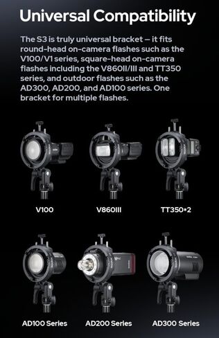 GODOX S3 Speedlite قوس لـ Godox V100، V860ll، TT350 * 2، سلسلة AD100، سلسلة AD300، حامل تثبيت بوينز in Saudi Arabia