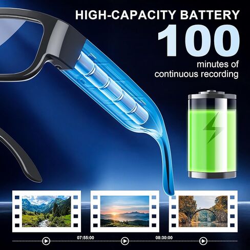نظارات كاميرا 4K HD، 2025 ترقية نظارات الفيديو الذكية للرياضات الداخلية والخارجية، وركوب الدراجات، والقيادة، والصيد، والمشي لمسافات طويلة، وصيد الأسماك - لا حاجة إلى تطبيق (تشمل بطاقة TF سعة 64 جيجابايت) in Kuwait