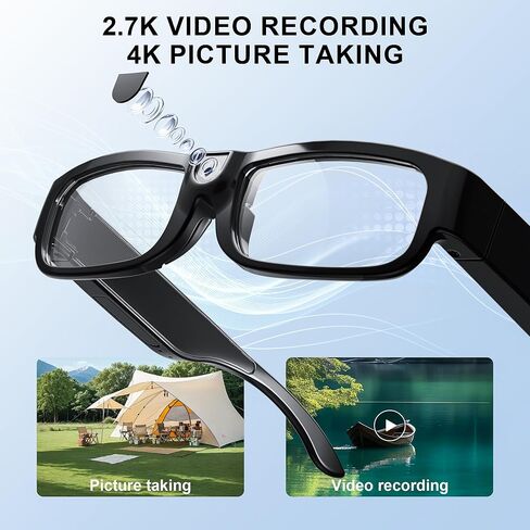 نظارات كاميرا 4K HD، 2025 ترقية نظارات الفيديو الذكية للرياضات الداخلية والخارجية، وركوب الدراجات، والقيادة، والصيد، والمشي لمسافات طويلة، وصيد الأسماك - لا حاجة إلى تطبيق (تشمل بطاقة TF سعة 64 جيجابايت) in Kuwait