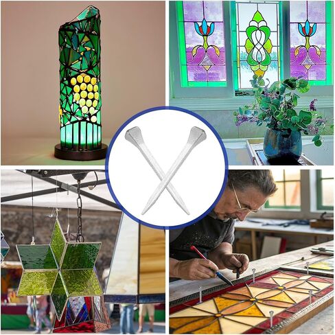 Zonon 150 Pcs Stained Glass Making Tool Set 100 Horseshoe Nails and 50 Glass Stop Blocks for Making Stained Panels in Saudi Arabia