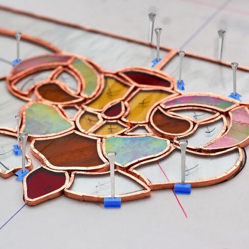 Zonon 150 Pcs Stained Glass Making Tool Set 100 Horseshoe Nails and 50 Glass Stop Blocks for Making Stained Panels in Saudi Arabia