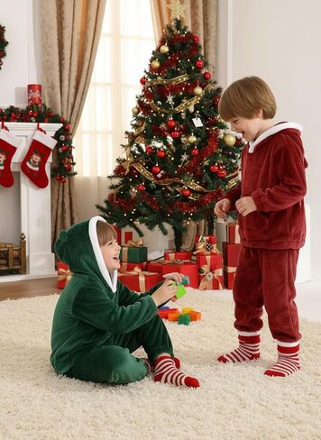 WISREMT طفل 2 قطعة ملابس الخريف الصبي لينة الدافئة الصوف ملابس الشتاء طويلة الأكمام هوديي و بنطال رياضي مجموعة ملابس in Kuwait