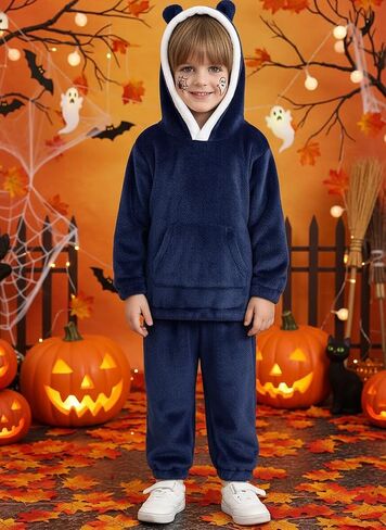 WISREMT Toddler 2 Piece Fall Outfits Boy Soft Warm Fleece Winter Clothes Long Sleeve Hoodie and Jogger Pants Clothing Sets in Saudi Arabia