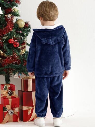 WISREMT Toddler 2 Piece Fall Outfits Boy Soft Warm Fleece Winter Clothes Long Sleeve Hoodie and Jogger Pants Clothing Sets in Saudi Arabia