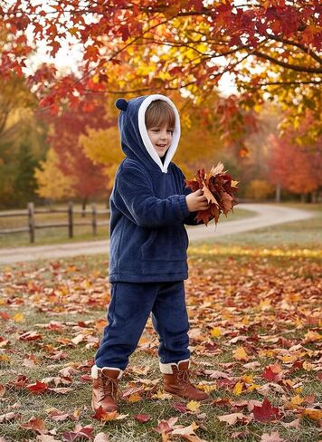 WISREMT Toddler 2 Piece Fall Outfits Boy Soft Warm Fleece Winter Clothes Long Sleeve Hoodie and Jogger Pants Clothing Sets in Saudi Arabia