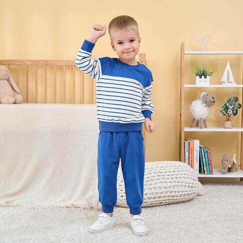 طفل الفتيان الخريف الزي ملابس الطفل الشتاء طويلة الأكمام Crewneck البلوز السراويل مجموعة شريط تعرق 18M-5T in Kuwait