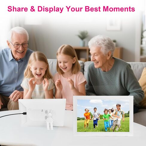 إطار صور رقمي Okulaku مقاس 10.1 بوصة إطار صور إلكتروني ذكي سعة 32 جيجابايت شاشة تعمل باللمس تدور تلقائيًا، مكتب أو مثبت على الحائط، مشاركة الصور ومقاطع الفيديو على الفور، هدايا للأم والأب والنساء والرجال (أبيض) in Kuwait