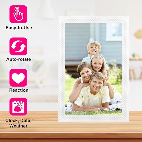 إطار صور رقمي Okulaku مقاس 10.1 بوصة إطار صور إلكتروني ذكي سعة 32 جيجابايت شاشة تعمل باللمس تدور تلقائيًا، مكتب أو مثبت على الحائط، مشاركة الصور ومقاطع الفيديو على الفور، هدايا للأم والأب والنساء والرجال (أبيض) in Kuwait