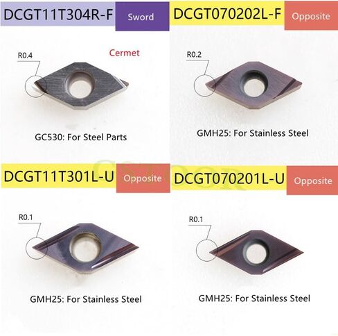 10 قطعة DCGT070201 DCGT070202 DCGT070204 DCGT11T301 DCGT11T302 DCGT11T304 R-F L-F R-U L-U شفرات قطع المخرطة باستخدام الحاسب الآلي (DCGT070201,L-F GMH25) in Kuwait