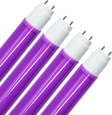 مجموعة مصابيح KastLite LED T8 مع أكمام أمان فلورسنت T8 | أرجواني | متوافق مع الصابورة الإلكترونية مقاس 48 بوصة/تجاوز الصابورة | النوع A+B | 4000K، 2500LM، 147LM/W | مدرج في قائمة UL وDLC | 4 عبوات in Kuwait