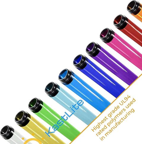 مجموعة مصابيح KastLite LED T8 مع أكمام أمان فلورسنت T8 | أرجواني | متوافق مع الصابورة الإلكترونية مقاس 48 بوصة/تجاوز الصابورة | النوع A+B | 4000K، 2500LM، 147LM/W | مدرج في قائمة UL وDLC | 4 عبوات in Kuwait