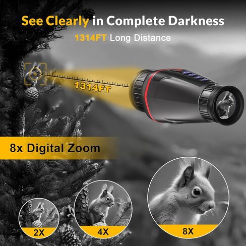 منظار أحادي للرؤية الليلية الرقمية بدقة 4K، مسافة مظلمة كاملة تبلغ 1314 قدمًا، وتسجيل الصور والفيديو بدقة 4K، والتركيز اليدوي والديوبتر، ونظارات الرؤية الليلية مع إضاءة بالأشعة تحت الحمراء، وبطاقة SD in Kuwait