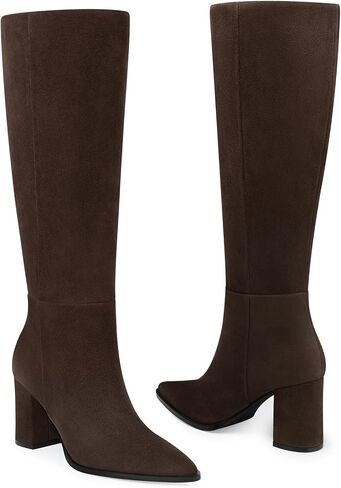CELLENZ Women Knee High Boots: Comfortable Wide Calf Tall Boot | Pointed Toe Chunky Heel - All Day Wear Outdoor Lady - Fall Winter Party Evening Date Office Long Boots in Saudi Arabia