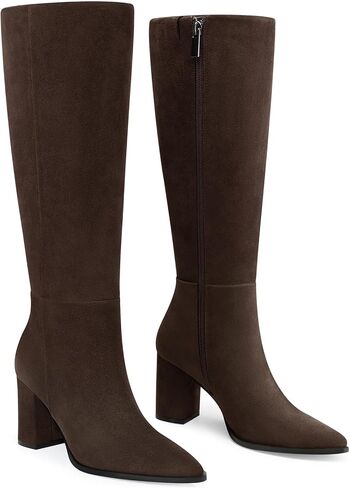 CELLENZ Women Knee High Boots: Comfortable Wide Calf Tall Boot | Pointed Toe Chunky Heel - All Day Wear Outdoor Lady - Fall Winter Party Evening Date Office Long Boots in Saudi Arabia