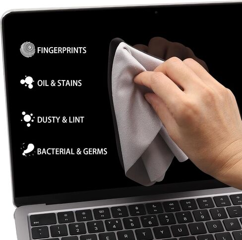 Premium Microfiber Screen Cleaner - Laptop Keyboard Cover Imprint Protection - Laptop Screen Cleaner Cloth for 13" 14" MacBook Pro and MacBook Air-Gray in Saudi Arabia