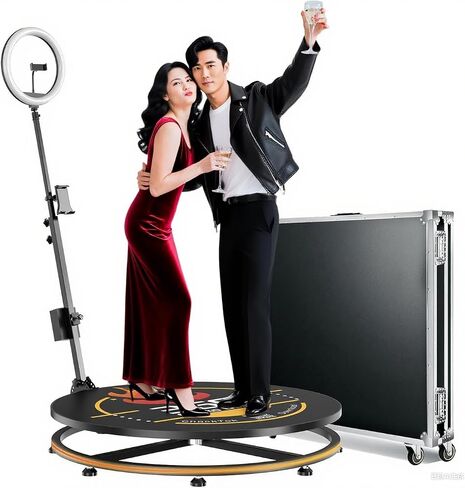360 Photo Booth Pro Max - 4K Auto-Rotating Video System with LED Ring Light for E-Commerce Product Showcase & Professional Photography in Saudi Arabia