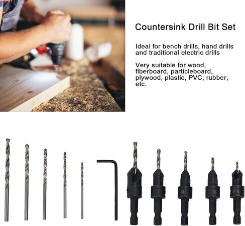 Countersink Drill Bit Set, Fast Change Chamfer Drilling Tools, Adjustable, Woodworking, for Woodworking Projects in Saudi Arabia