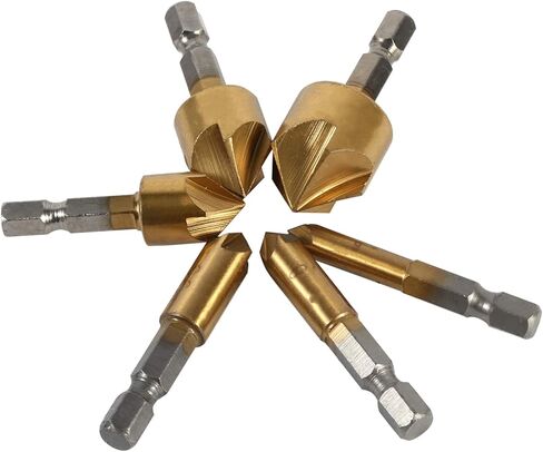 Generic 6pcs HSS Chamfer Countersink 1/4 Hex Shank 90 Degree Chamfering Cutter Set for Working Carpentry in Saudi Arabia