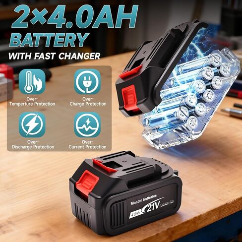 Cordless Angle Grinder Tool, Power Angle Grinders with 2 * 4.0ah Battery, 8500 RPM Brushless Power Motor 4-1/2-Inch To 5-Inch Electric Grinder Tool Set for Cutting, Grinding, Polishing in Saudi Arabia