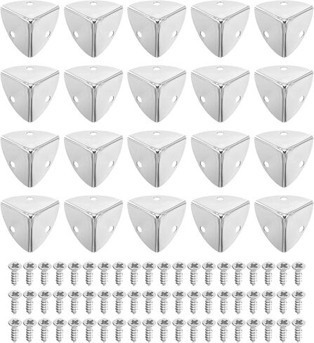 uxcell 20 Pcs Metal Edge Guard, 23mm Decorative Box Corner Cover, Furniture Corner Edges Protector with Mounting Screws, Silver in Saudi Arabia