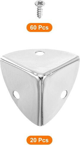 uxcell 20 Pcs Metal Edge Guard, 23mm Decorative Box Corner Cover, Furniture Corner Edges Protector with Mounting Screws, Silver in Saudi Arabia