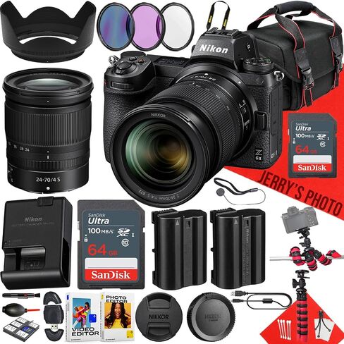كاميرا Nikon Z6 II بدون مرآة مع عدسة NIKKOR Z مقاس 24-70 مم f/4 S + قطعتين ذاكرة سعة 64 جيجابايت + حقيبة كاميرا + بطارية إضافية + مرشحات + المزيد (حزمة 29 قطعة) (متجددة) in Saudi Arabia