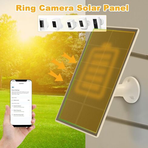 Ring Camera Solar Panel Charger, Compatible with Stick Up Cam Battery, Ring Spotlight Plus/Pro, Waterproof 4w6v (White 2Pack) in Kuwait