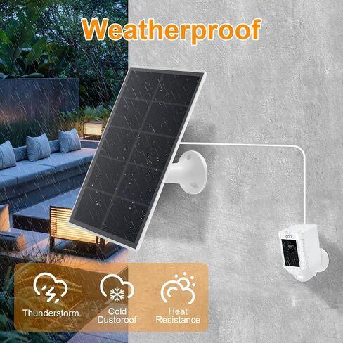 Ring Camera Solar Panel Charger, Compatible with Stick Up Cam Battery, Ring Spotlight Plus/Pro, Waterproof 4w6v (White 2Pack) in Kuwait