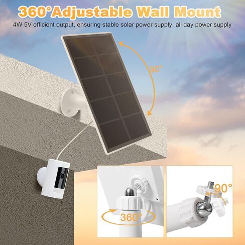 Ring Camera Solar Panel Charger, Compatible with Stick Up Cam Battery, Ring Spotlight Plus/Pro, Waterproof 4w6v (White 2Pack) in Kuwait