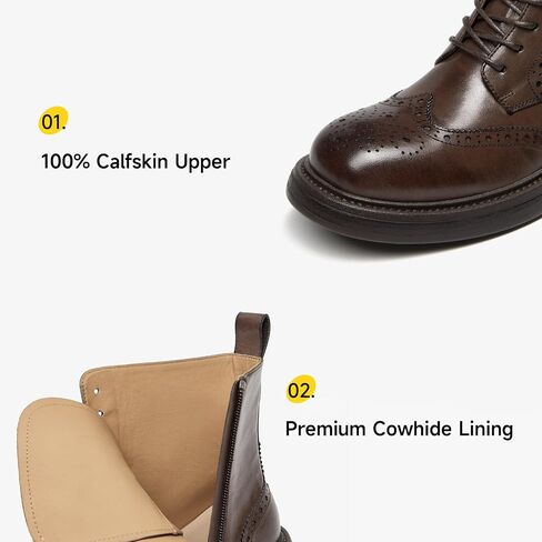 BEAU TODAY Combat Boots Womens, Leather Lace-up Brogue Oxfords Boots, Chunky Low Heel Ankle Booties for Women, Fashion Platform Dressy Fall Short Booties Shoes with Side Zipper in Saudi Arabia