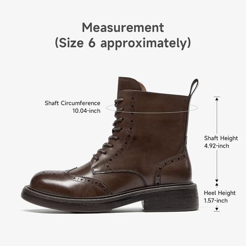 BEAU TODAY Combat Boots Womens, Leather Lace-up Brogue Oxfords Boots, Chunky Low Heel Ankle Booties for Women, Fashion Platform Dressy Fall Short Booties Shoes with Side Zipper in Saudi Arabia