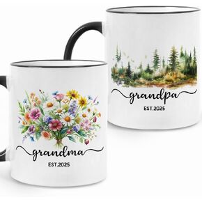 FUNNYUNCLE Grandma and Grandpa 2025 Mugs,New Grandparents Gifts First Time 2025, Pregnancy Announcement For Grandparents Mug Set,Grandparents Baby Announcement Gifts Est 2025 Tea Cup 11 OZ in Saudi Arabia