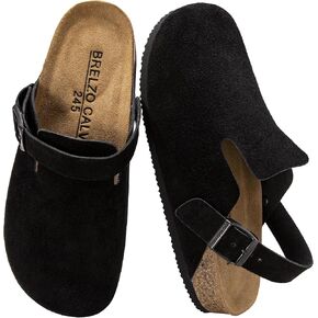 Suede Clogs for Women Men Leather Mules Soft Potato Shoes Slip On Slipper Sandals with Arch Support & Adjustable Buckle, Non-Slip in Saudi Arabia