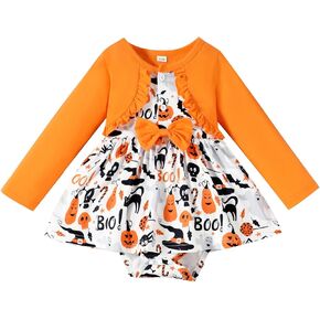 Baby Girl Halloween Outfits Newborn Girl Thanksgiving Floral Romper Dress Long Sleeve Jumpsuit Christmas Set in Saudi Arabia