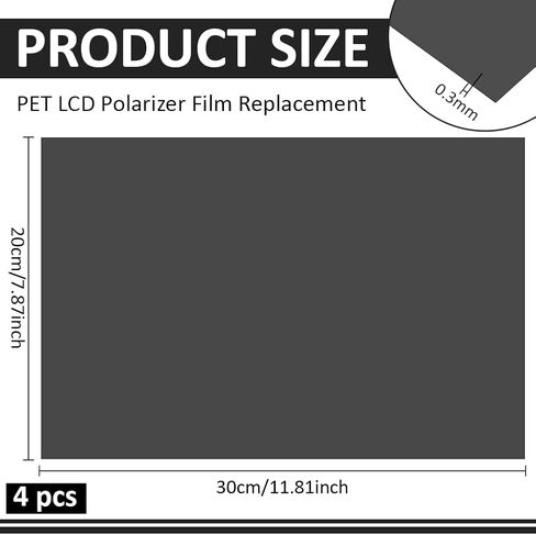 BENECREAT 4 Pcs Polarized Film Sheets，11.8 x7.8 Inch Rectangle Adhesive Polarizer Linear, PET Polarizing Filter for LCD Screen Repairing, Physics Teaching in Saudi Arabia